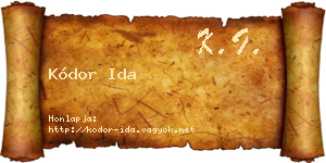 Kódor Ida névjegykártya